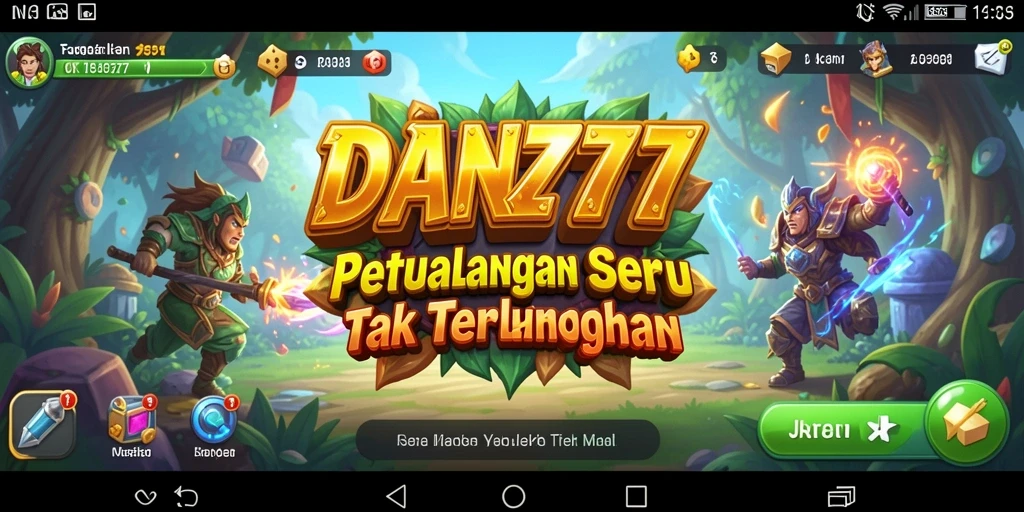 Tangkapan layar utama DAN777 menampilkan aksi petualangan yang mendebarkan.