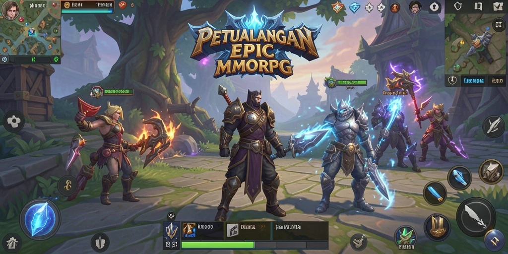 Screenshot gameplay V87 menampilkan pertarungan seru dalam dunia MMORPG.